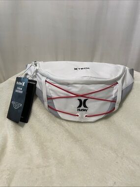 Hurley White Waist Pack with Red Bungee